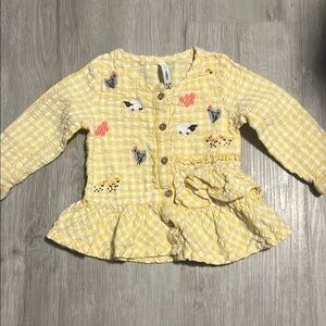 Yellow Gingham Kids Shirt with Animal Print
